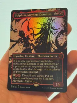 1X FOIL Solphim, Mayhem Dominus BORDERLESS MINT MTG Magic ONE Phyrexia: AWBO EDH - Image 1