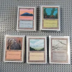 mtg 4th edition Basic Lands X159 LP-MP Lot Sleeved Vintage - Image 1