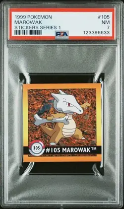 1999 Pokemon Stickers Series 1 Marowak #105 Vintage PSA 7 NM - Image 1