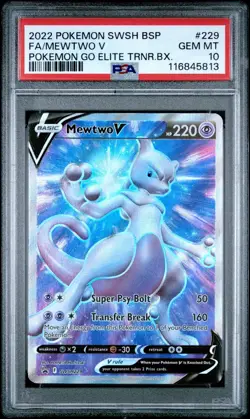 2022 POKEMON SWSH BLACK STAR PROMO #229 FULL ART/MEWTWO V PSA 10 - Image 1