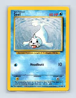 Seel 41/102 Uncommon Base Set Unlimited Pokemon Lightly Played - Image 1