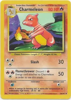 Charmeleon 24/102 Uncommon Base Set Unlimited Pokemon Near Mint - Image 1