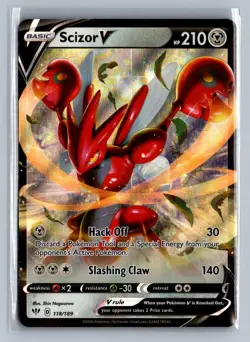 Scizor V 118/189 Holo V Rare Darkness Ablaze Pokemon NM/M - Image 1