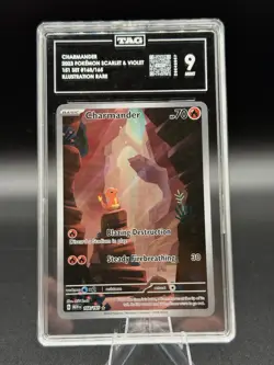 2023 Pokemon Charmander SV 151 168/165 Illustration Rare TAG Mint 9 - Image 1