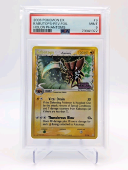 2006 POKEMON EX HOLON PHANTOMS #9 KABUTOPS-REVERSE FOIL PSA 9 - Image 1