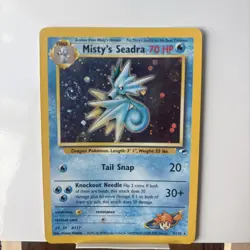 Holo SWIRL Misty's Seadra 9/132 Gym Heroes Set Rare Pokemon TCG Vintage - Image 1