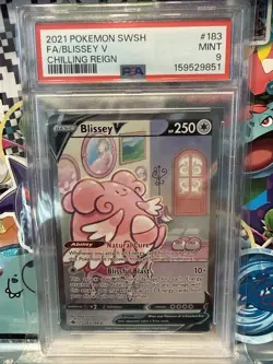 PSA 9 Blissey V #183 2021 Pokemon Sword & Shield Chilling Reign 159202506 - Image 1