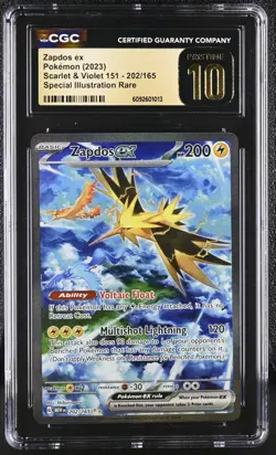 2023 Pokemon Mew 151 Zapdos Ex #202/165 PRISTINE CGC 10 Special Illus. Rare - Image 1