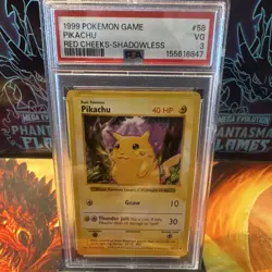 Wizards of the Coast Pokemon Pikachu Red Cheeks Base Shadowless 58/102 PSA 3 - Image 1