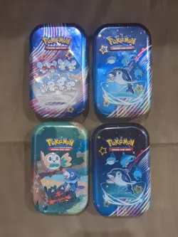 Lot Of 4 Pokemon TCG S&V 25th Anniversary Scarlet & Violet Paldean Fates Tins - Image 1