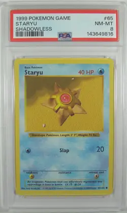 Pokemon 1999 Base Set STARYU 65/102 PSA 8 NM-MT RARE - Image 1