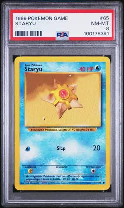 1999 POKEMON BASE SET UNLIMITED #65 STARYU PSA 8 - Image 1