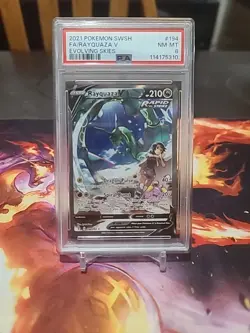 Pokemon TCG Rayquaza v Alternate Full Art Card 194/203 Evolving Skies PSA8🔥 - Image 1