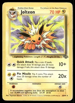 Pokemon Cards Jolteon 20/64 Unlimited Jungle Rare MP *2 - Image 1