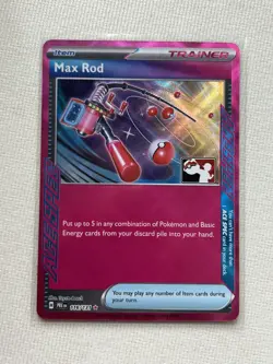 Max Rod 116/131 Play! Stamped Prize Pack Series Pokemon Card ACE SPEC Rare - Image 1