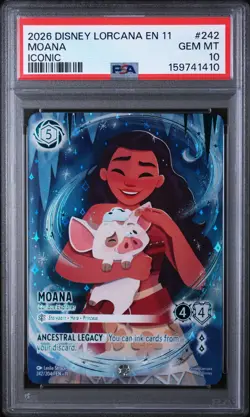2026 DISNEY LORCANA EN 11-WINTERSPELL ICONIC MOANA - CURIOUS EXPLORER PSA 10 - Image 1