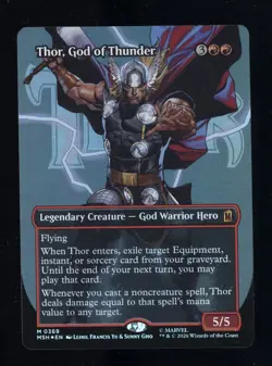 Thor, God of Thunder Borderless Foil #0369 Marvel Super Heroes MTG Magic - Image 1