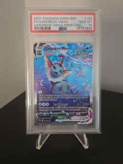 2021 POKEMON SWSH BLACK STAR PROMO #182 FULL ART/VAPOREON VMAX PSA 10 - Image 1