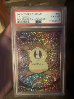 Topps 2000 Chrome Pokemon T.V. #20 Raticate Sparkle Psa 6 - Image 1