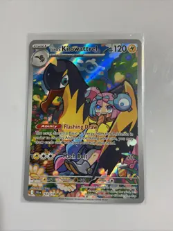 Pokemon TCG Iono's Kilowattrel Illustration Rare Full Art Holo 163/159 SV09 NM - Image 1