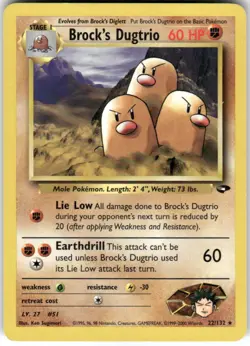 Brock's Dugtrio 22/132 Rare Gym Challenge Pokemon Unlimited Moderately Played - Image 1
