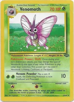 Venomoth 29/64 Rare Jungle Pokemon Unlimited Lightly Played - Image 1