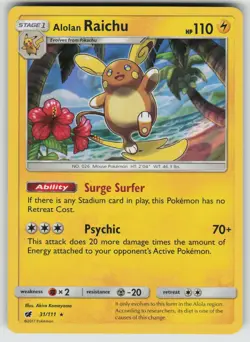 Alolan Raichu 31/111 Holo Rare Crimson Invasion Pokemon Holo Near Mint - Image 1