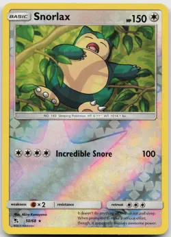 Snorlax 50/68 Reverse Holo Pokemon Hidden Fates - NM - Image 1