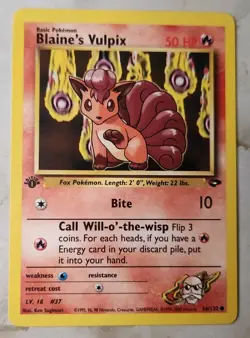 Blaine's Vulpix 66/132 1st Edition NM Pokemon Gym Challenge 2000 Rare - Image 1