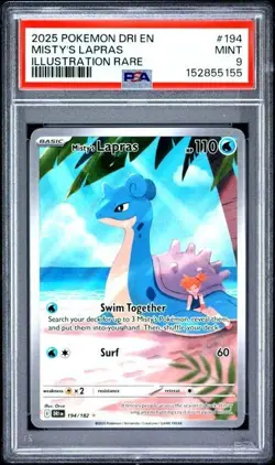Misty's Lapras Pokemon Destined Rivals Illustration Rare 194/182 PSA 9 - Image 1