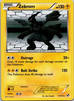 Zekrom Holo Rare Black and White 47/114 NM - Image 1