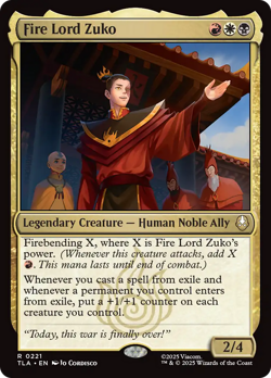 x1 Fire Lord Zuko TLA Avatar MTG 221 M/NM 1x - Image 1