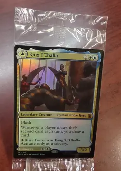 FOIL KING T'CHALLA // BLACK PANTHER mtg SEALED Marvel Super Heroes Mythic - Image 1