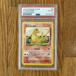 1999 POKEMON BASE SET - CHARMANDER SHADOWLESS #46/102 - PSA 6 - Image 1