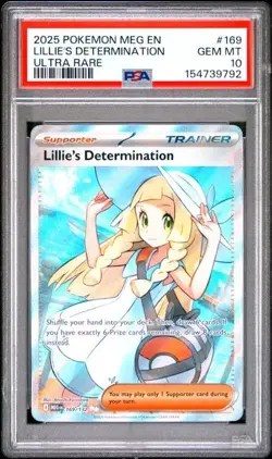 2025 Pokemon Mega Evolution Lillie's Determination Full Art Card #169 PSA 10 - Image 1