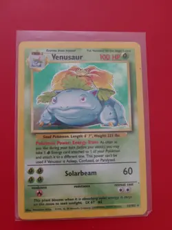 Pokemon TCG Venusaur Holo Rare Card Base Set 15/102, 1999 - Clean - Image 1
