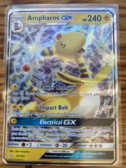 Pokemon 2019 TCG Ampharos GX Holo Card 43/181 Sun & Moon Team Up Ultra Rare - Image 1