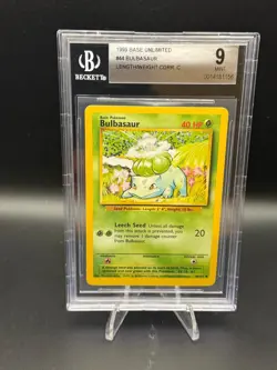 Bulbasaur 44/102 Base Set Unlimited Pokemon Beckett BGS 9 Mint - Image 1