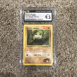 CGC 9.5 Brock’s Mankey 67/132 2000 Gym Heroes Pokemon Slab - Image 1