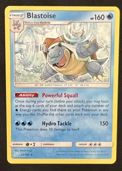 2019 Pokemon Blastoise 25/181 Team Up Rare Near Mint - Image 1