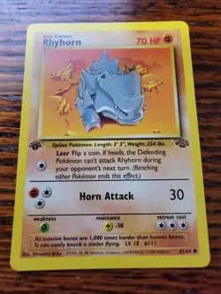 Rhyhorn 61/64 1st Edition Regular Non Holo WoTC Pokemon Jungle Set LP English - Image 1