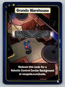 Neopets Grundo Warehouse Robotic Control Center Background Redemption Code Card - Image 1