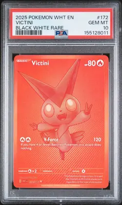 2025 Pokemon Victini 172/086 Sv: White Flare Holo PSA 10 Gem Mint - Image 1