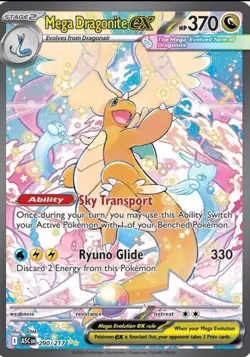 Pokemon Mega Dragonite ex 290/217 ASC Secret Rare Full Art Holo English HP 370 - Image 1