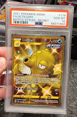 Pokemon TCG Octillery Gold (Secret) - SWSH05: Battle Styles PSA 10 - Image 1