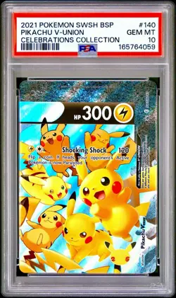 PSA 10 Gem Mint Pikachu V-Union #140 Celebrations Collection 2021 Pokemon SWSH - Image 1