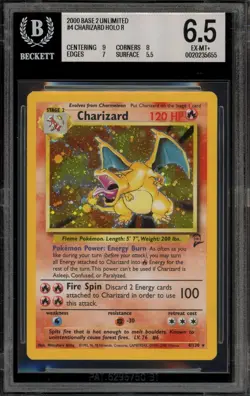Pokemon Charizard Holo Base Set 2 4 Bgs 6.5 - Image 1