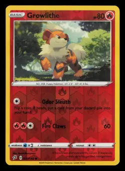 Growlithe 027/192 Common Rebel Clash Pokemon Reverse Holo Near Mint - Image 1