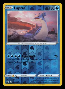 Lapras 048/202 Rare Sword & Shield Pokemon Reverse Holo Near Mint - Image 1
