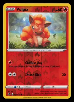 Vulpix 024/192 Common Rebel Clash Pokemon Reverse Holo Near Mint - Image 1